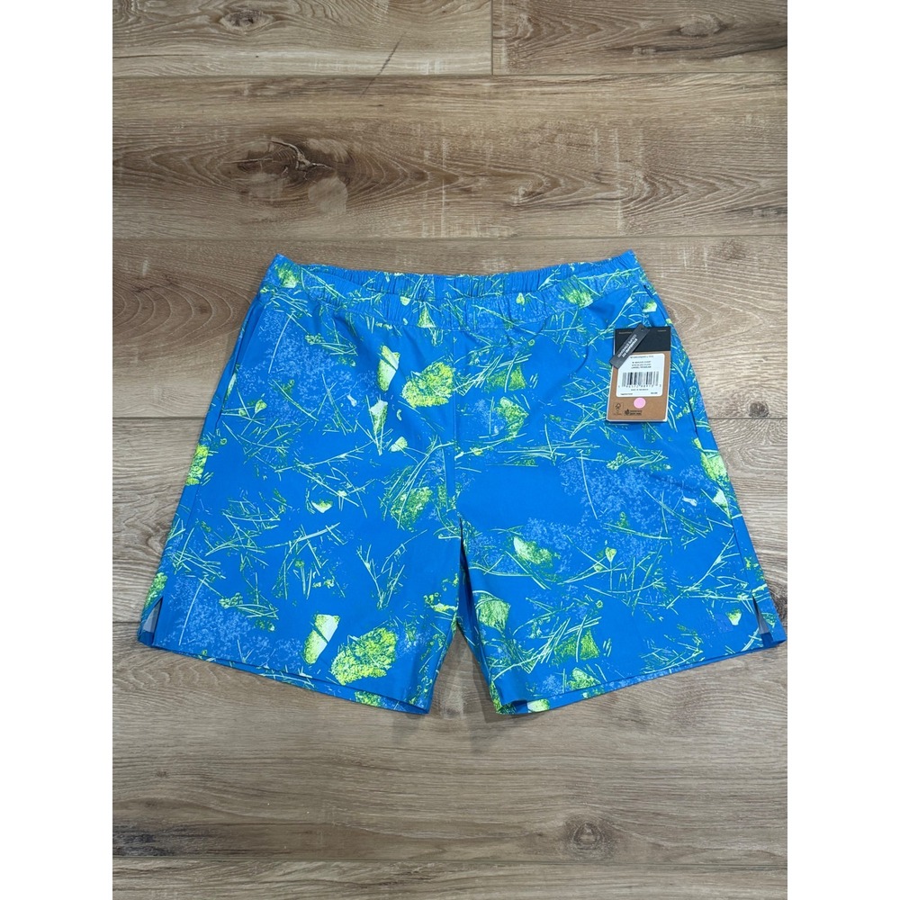North Face Mens Wander Swim Short Blue Leaf Print Tropical NF0A535Q Large NWT